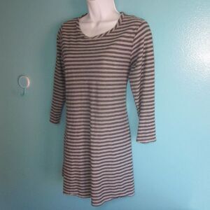 Cut Loose Gray Stripe Pullover Spring & Summer Mini Dress Size XS 36” Bust